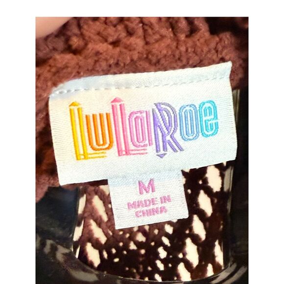 LuLaRoe Chunky Open Knit Sweater Brown/Nude/Ivory Stripe Pullover Size Women’s M - Picture 2 of 3